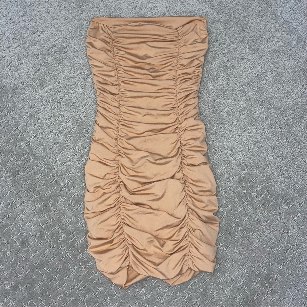 Blushmark Lucia Khaki Tubed Ruched Bodycon Dress Size XS